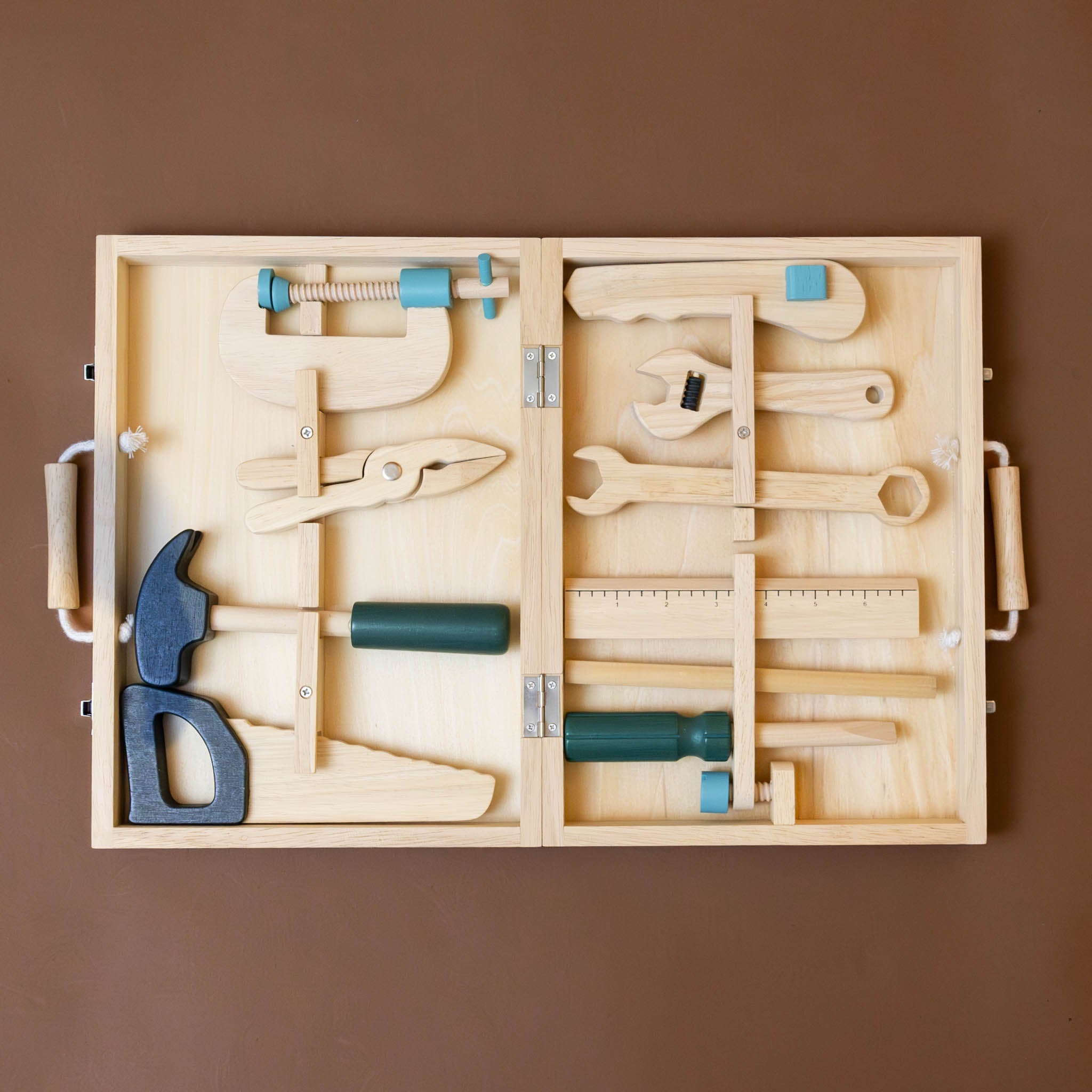 wooden-tool-play-set-with-10-tools-plyers-hammer-saw-screwdriver-ruler-wrench-clamp-in-case
