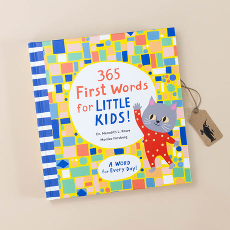 365-first-words-for-little-kids-book-cover-with-colorful-tiled-shapes-and-a-kitten-introducing-the-title