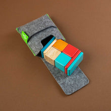 Load image into Gallery viewer, building-blocks-in-aqua-red-orange-and-natural-wood-with-grey-flannel-sack
