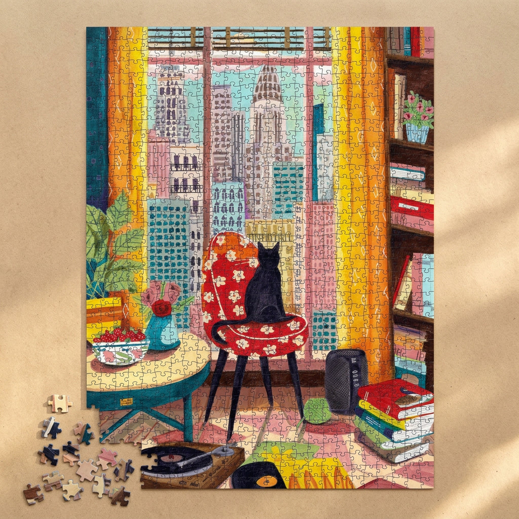CarolineBonneMuller_sBlackCatinNewYorkWindow1000pcPuzzle