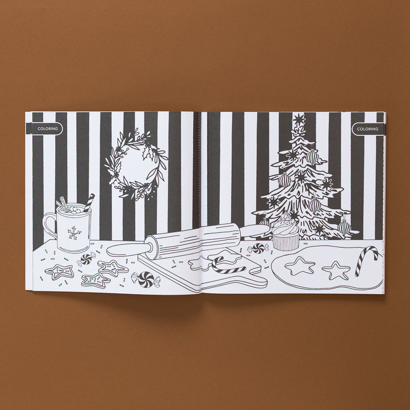 Christmas-Activities-For-Kids-Book  open page illustration of christmas scene