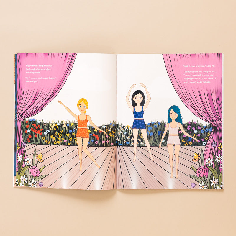 My-Sticker-Storybook_DanceRecital_ open page with dancers