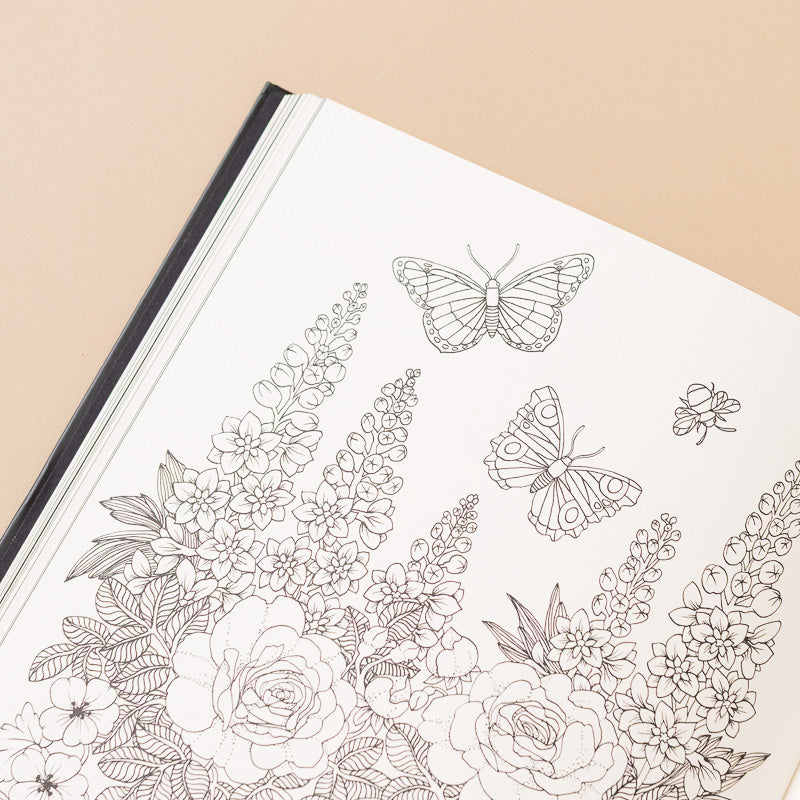Nightfall_Coloring_Book flowers and butterfly detail