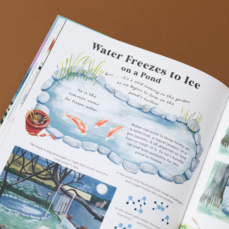 Phenomenon___Marvels_of_Nature open page illustration and text a water freezes to ice on a pond