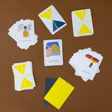 Load image into Gallery viewer, example-game-cards-with-bright-yellow-artwork-and-fun-suggestions