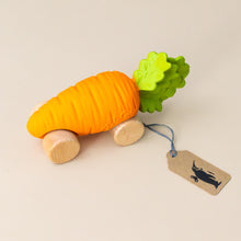 Load image into Gallery viewer, cathy-carrot-veggie-car-orange-green-stem-and-wooden-wheels