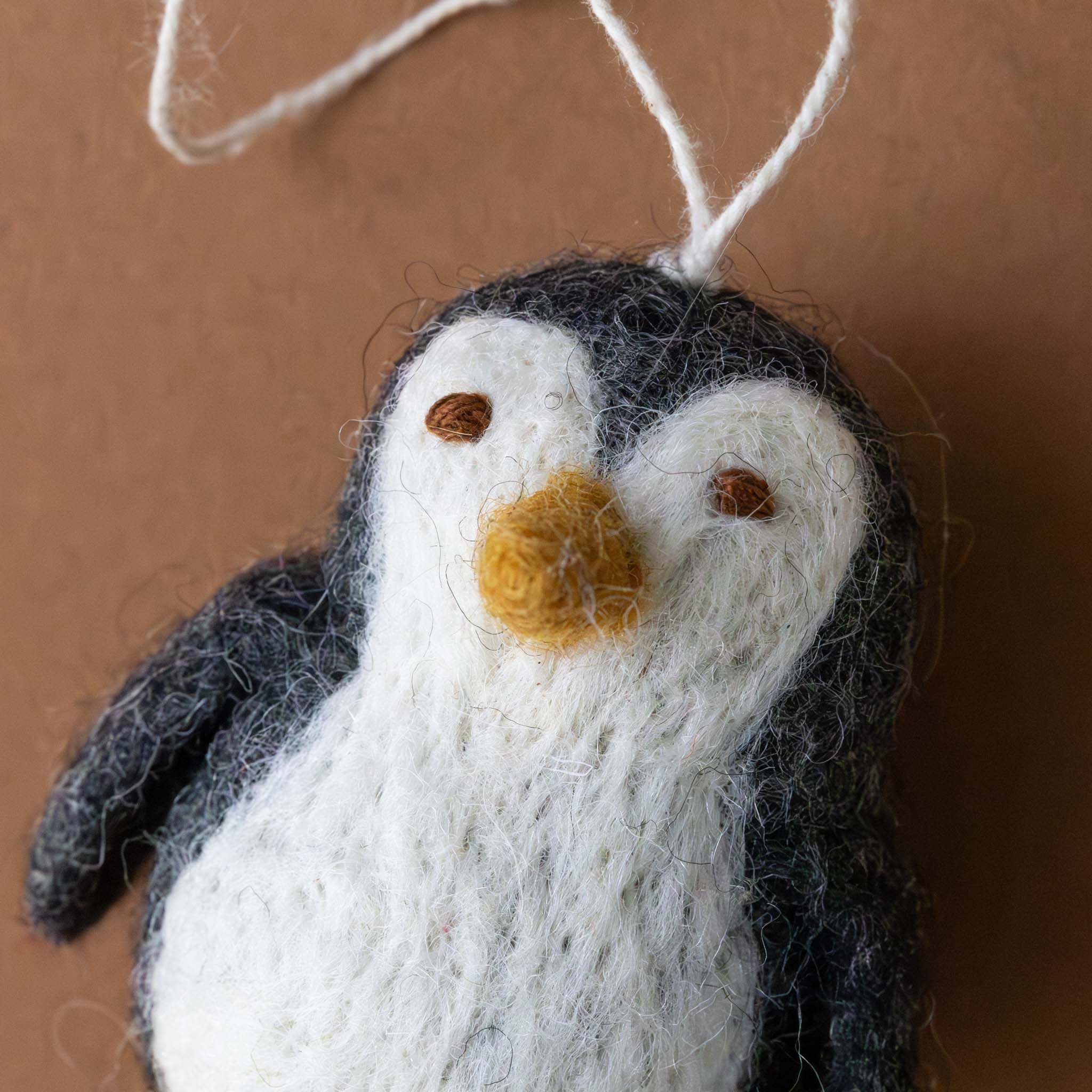 Felted Penguin Ornament