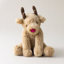 Load image into Gallery viewer, Roni-red-nosed-Reindeer-brown-antlers-sitting