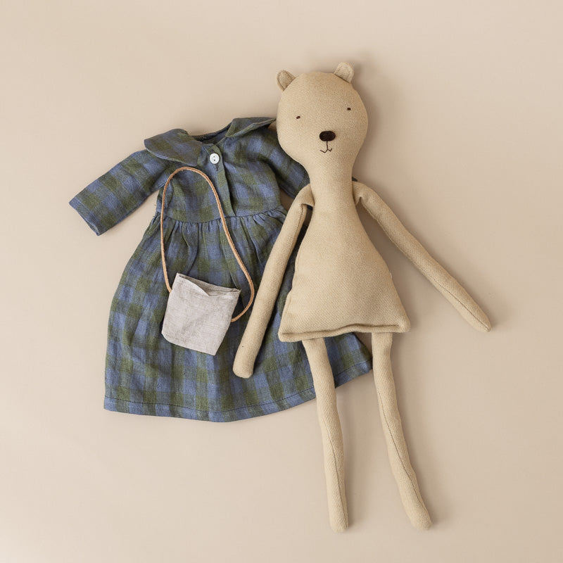 agatha-the-bear--field-plaid-linen-dress