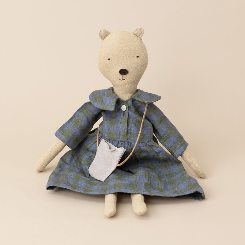 agatha-the-bear--field-plaid-linen-dress