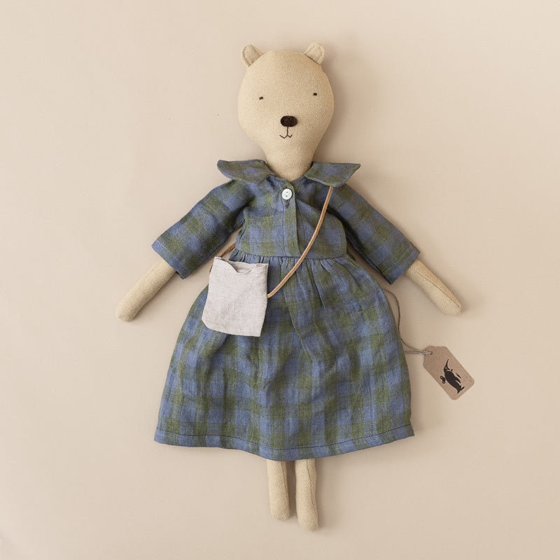 Agatha the Bear | Field Plaid Linen Dress