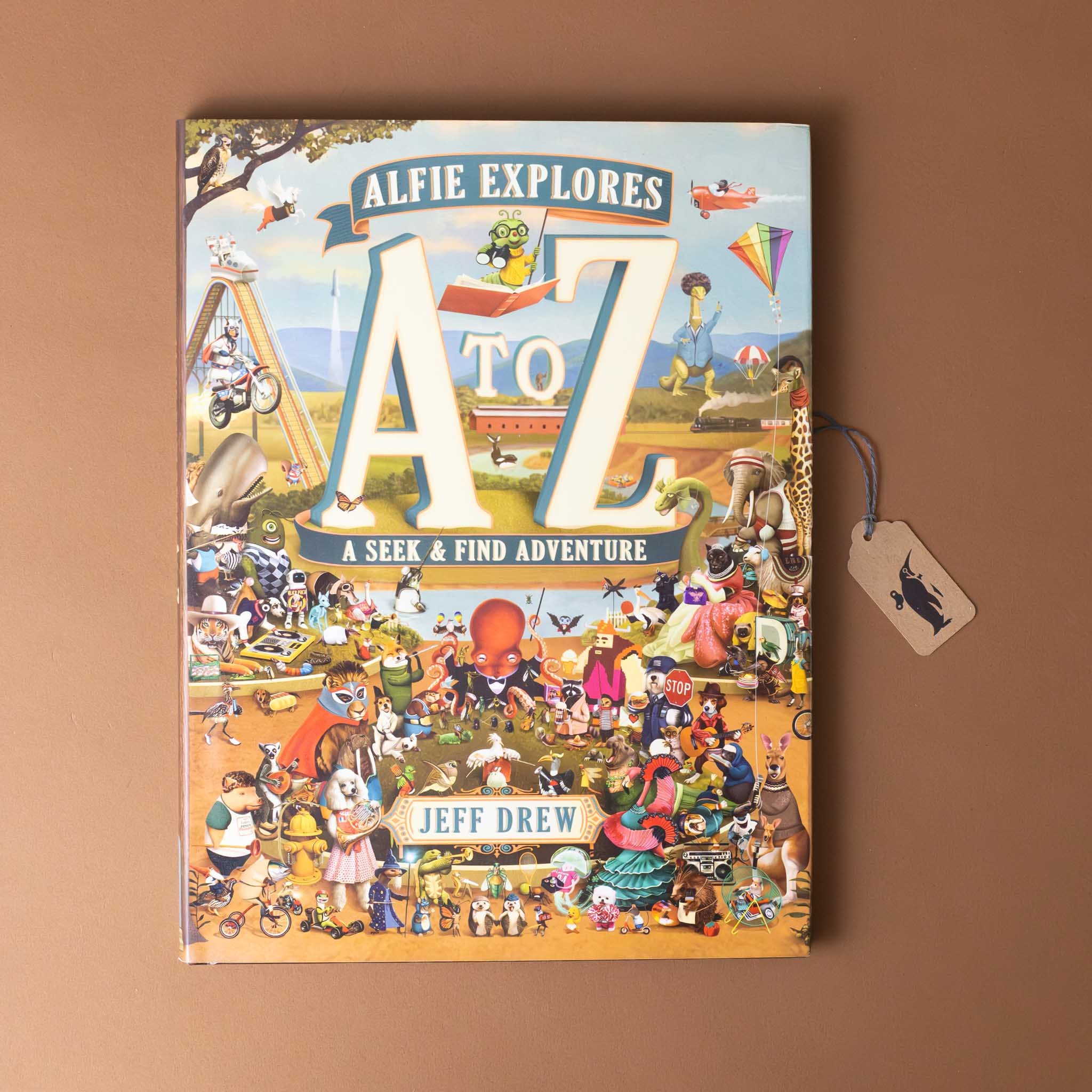 alfie-explores-a-to-z-a-seek-and-find-adventure-cover-with-all-kinds-of-animals-and-objects-gathered-for-amusement