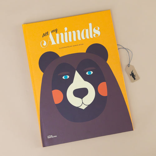 all-my-animals-book-cover-with-bright-yellow-background-and-simply-illustrated-face-of-a-bear