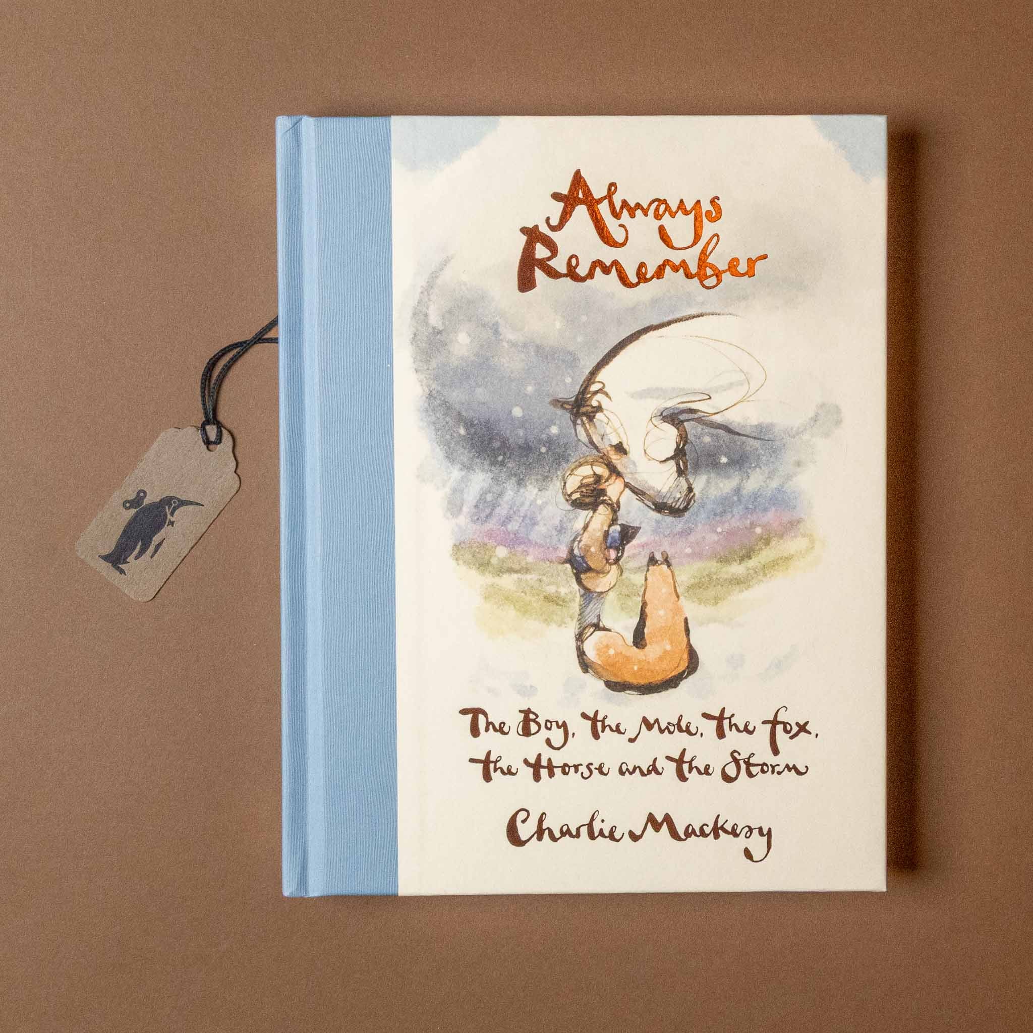 Book titled 'Always Remember' with a fox illustration on a brown background