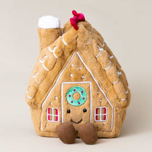 Load image into Gallery viewer, amuseable-gingerbread-house-2024-stuffed-toy-with-wreath-on-front-door