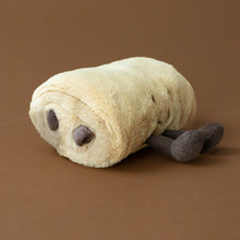 Load image into Gallery viewer, amuseable-pain-au-chocolat-stuffed-toy-tan-with-brown-corded-legs-side