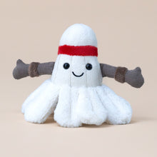 Load image into Gallery viewer, amuseable-sports-white-badminton-birdie-with-red-headband-and-corded-brown-arms-stuffed-toy
