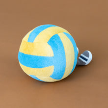 Load image into Gallery viewer, blue-yellow-striped-amuseable-sports-beach-volleyball-stuffed-toy-with-feet