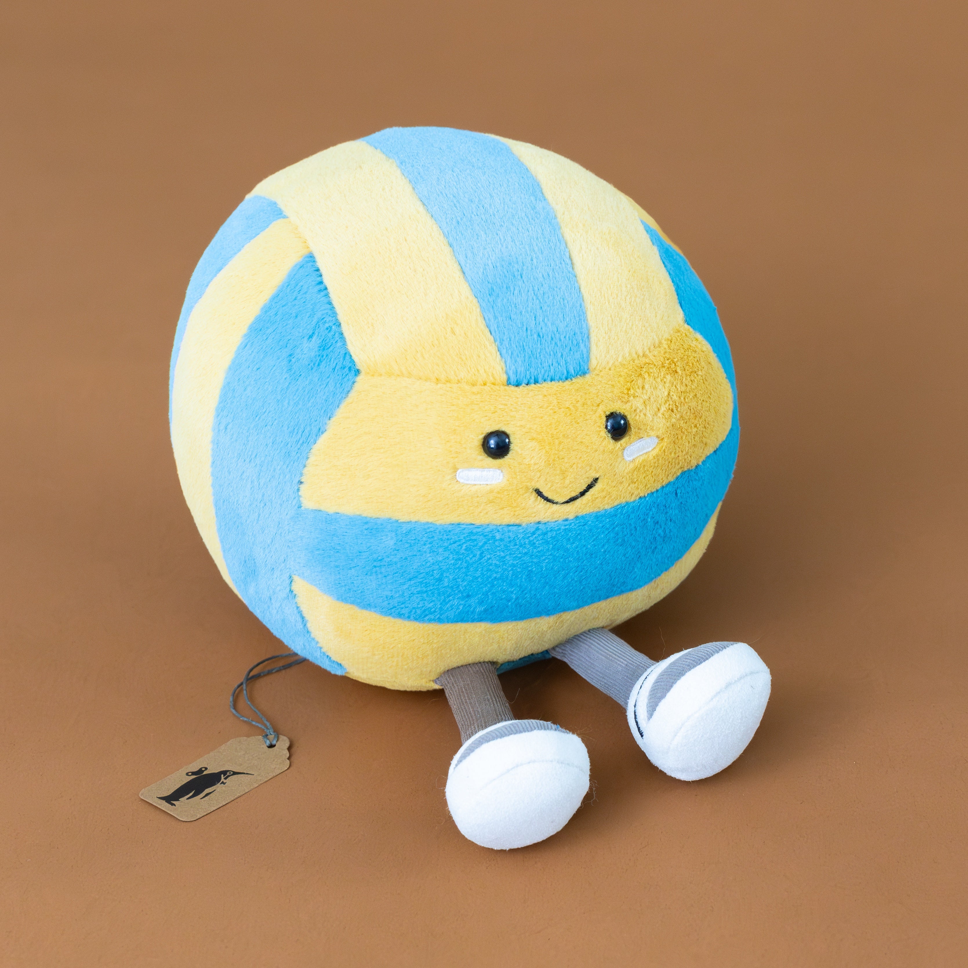 blue-yellow-striped-amuseable-sports-beach-volleyball-stuffed-toy-with-feet