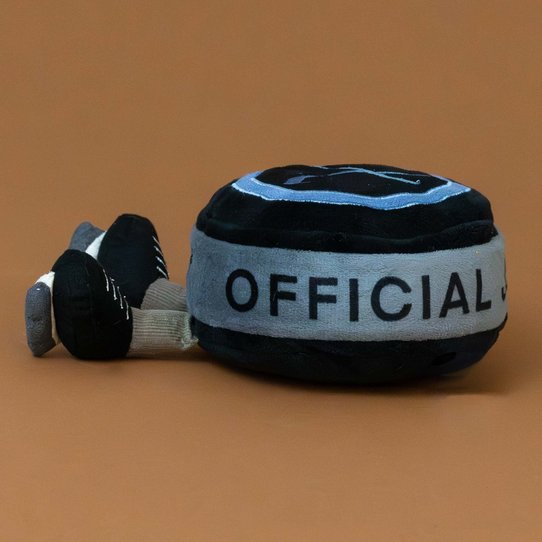 amuseable-sports-ice-hockey-puck-black-and-grey-with-ice-skate-feet-stuffed-toy-the-word-official-on-the-side