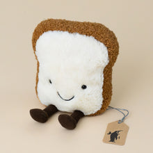 Load image into Gallery viewer, amuseable-toast--medium-white-center-with-brown-crust-and-black-boot-stuffed-toy