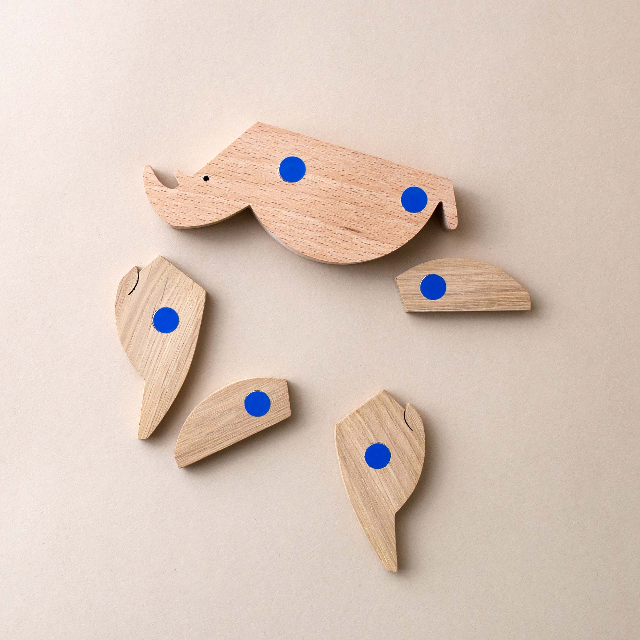 Wooden Magnetic Rhinoceros Play Set