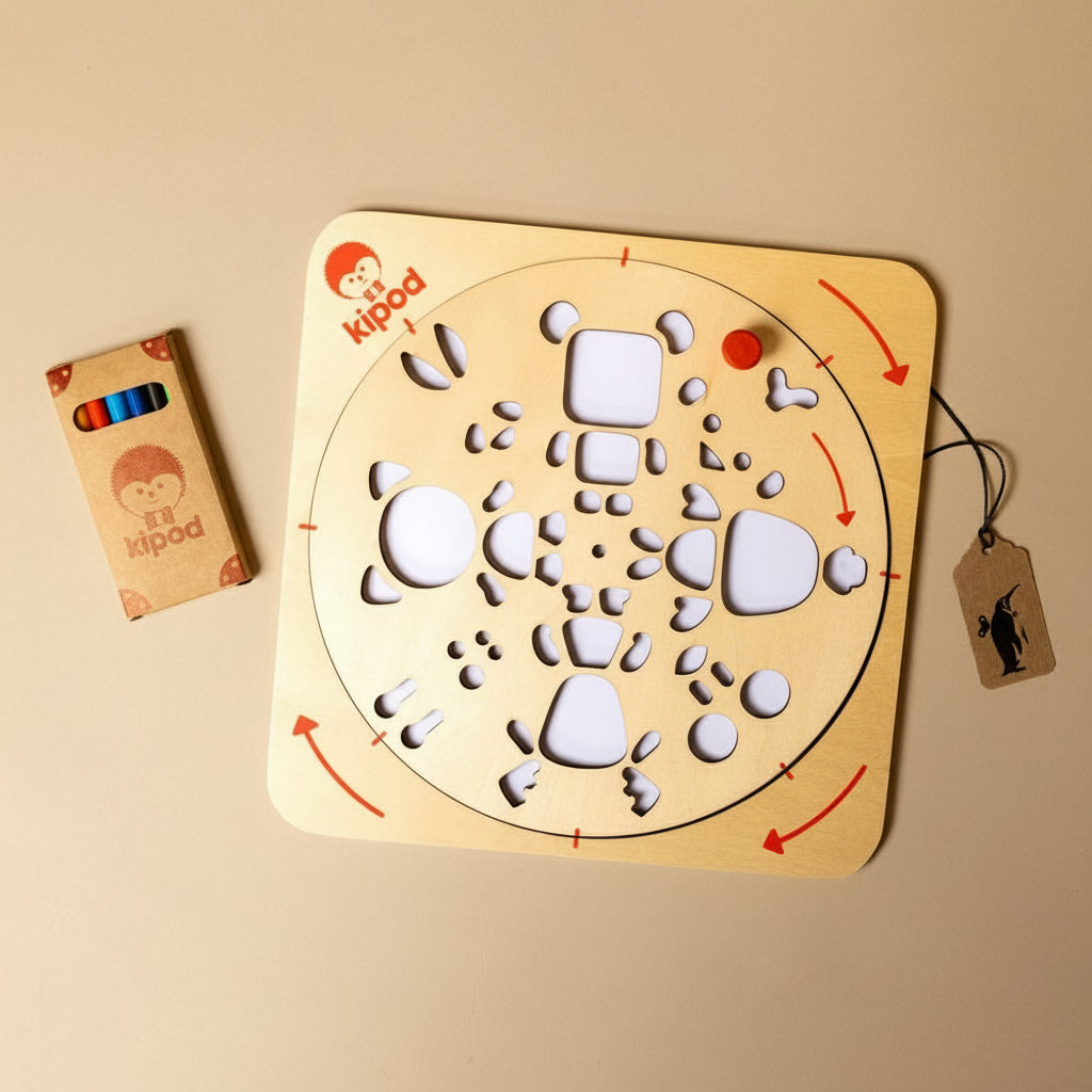 wooden artwist-art-kit-animals and colored pencils