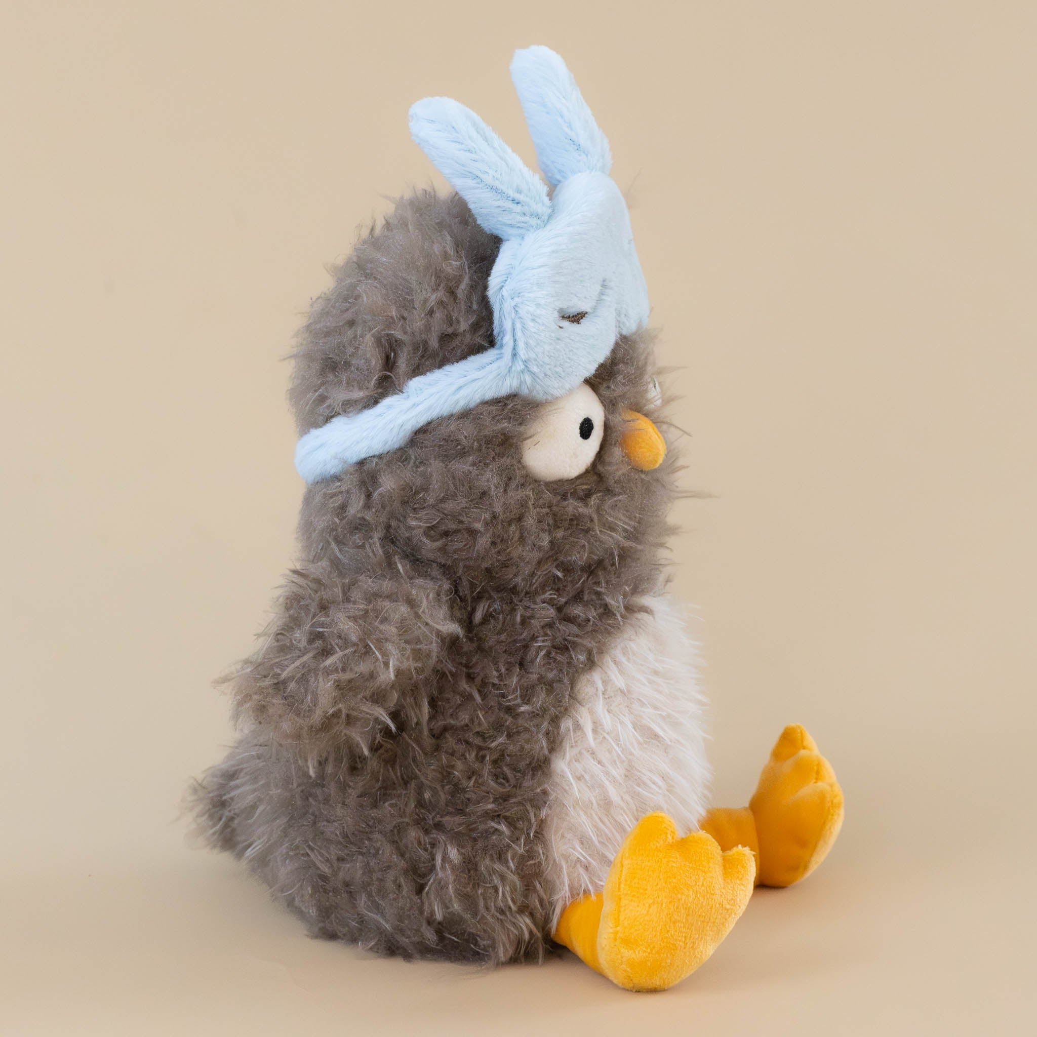 audrey-hootsoftly-owl-grey-and-white-with-yellow-beak-and-feet-and-blue-bunny-eye-cover-stuffed-animial