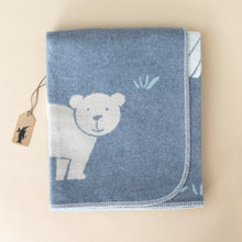 Load image into Gallery viewer, detailed-blanket-stitche-edge-finished-two-sided-pattern-bear-grey-and-cream-bear-soft-green-grass