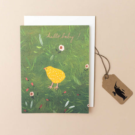 yellow-baby-chick-greeting-card-on-green-grass