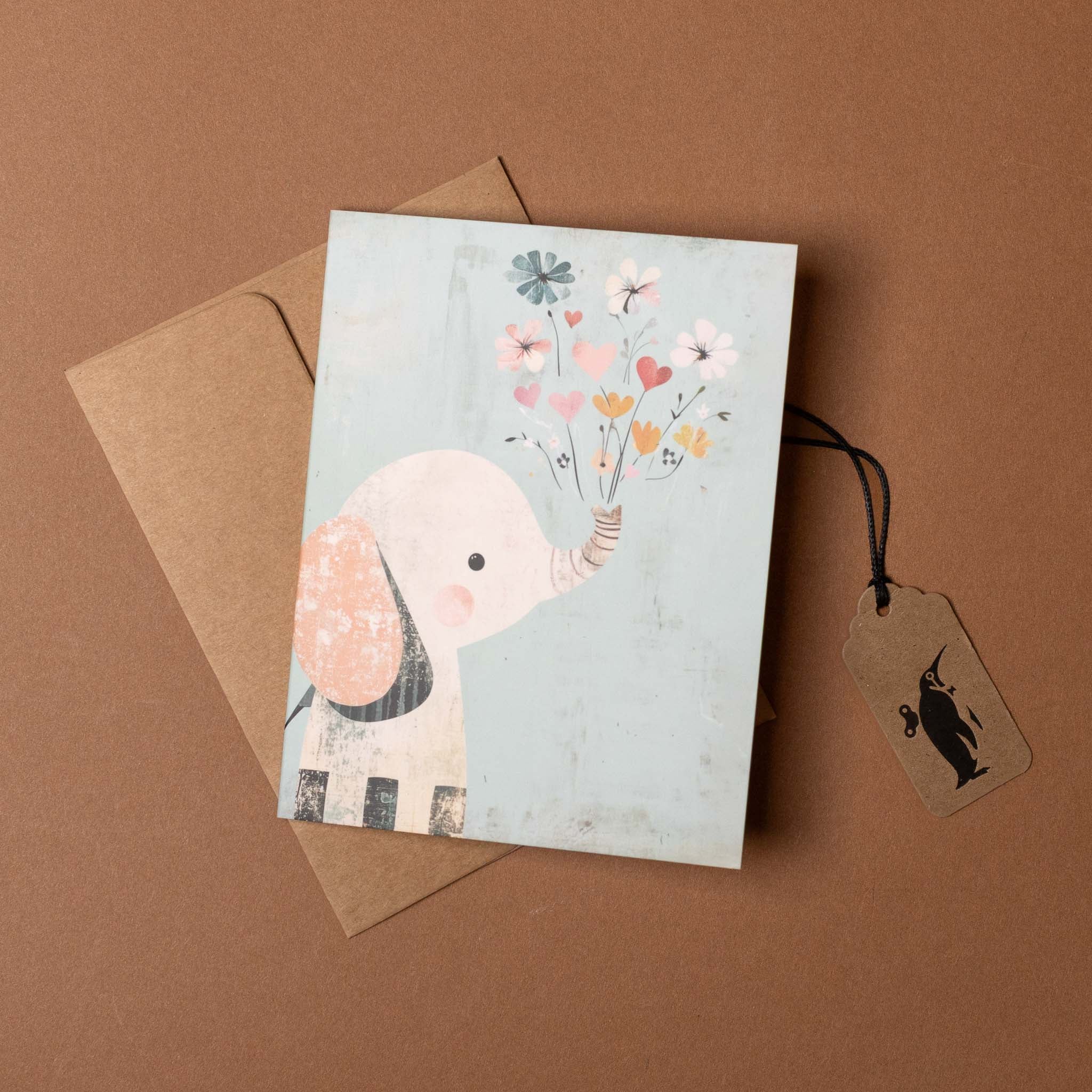 Baby Elephant Bouquet Greeting Card