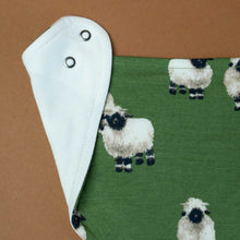 Load image into Gallery viewer, detail-showing-snaps-and sheep-on-green-background