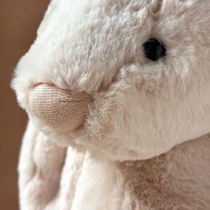 Detail of the Face of Bashful Bunny | Beige - Huge with sparkly blush nose