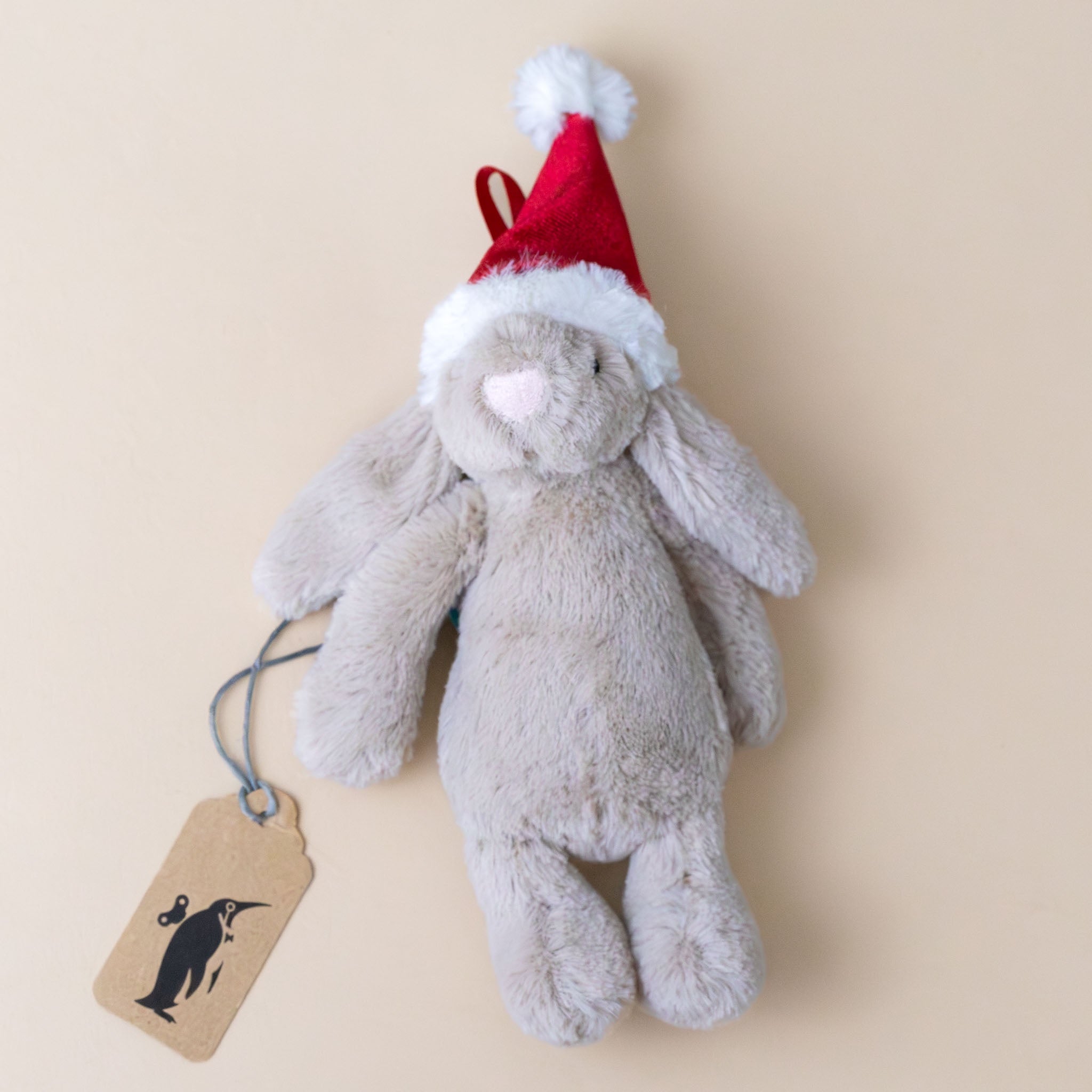 Bashful Christmas Bunny Ornament | Beige