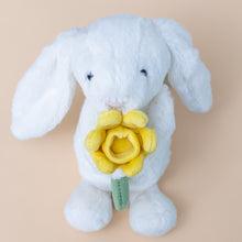 Load image into Gallery viewer, bashful-cream-bunny-with-daffodil-small-with-pink-nose