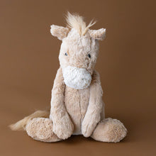 Load image into Gallery viewer, bashful-taupe-pony-huge-with-fluffy-mane-and-tail-stuffed-animal-sitting