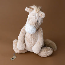 Load image into Gallery viewer, bashful-taupe-pony-huge-with-fluffy-mane-and-tail-stuffed-animal-sitting