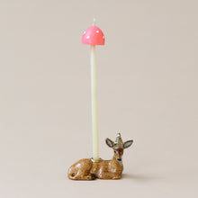 Load image into Gallery viewer, beeswax-candle-set-mushrooms-pink-with-deer-ceramic-candle-holder-sold-separately