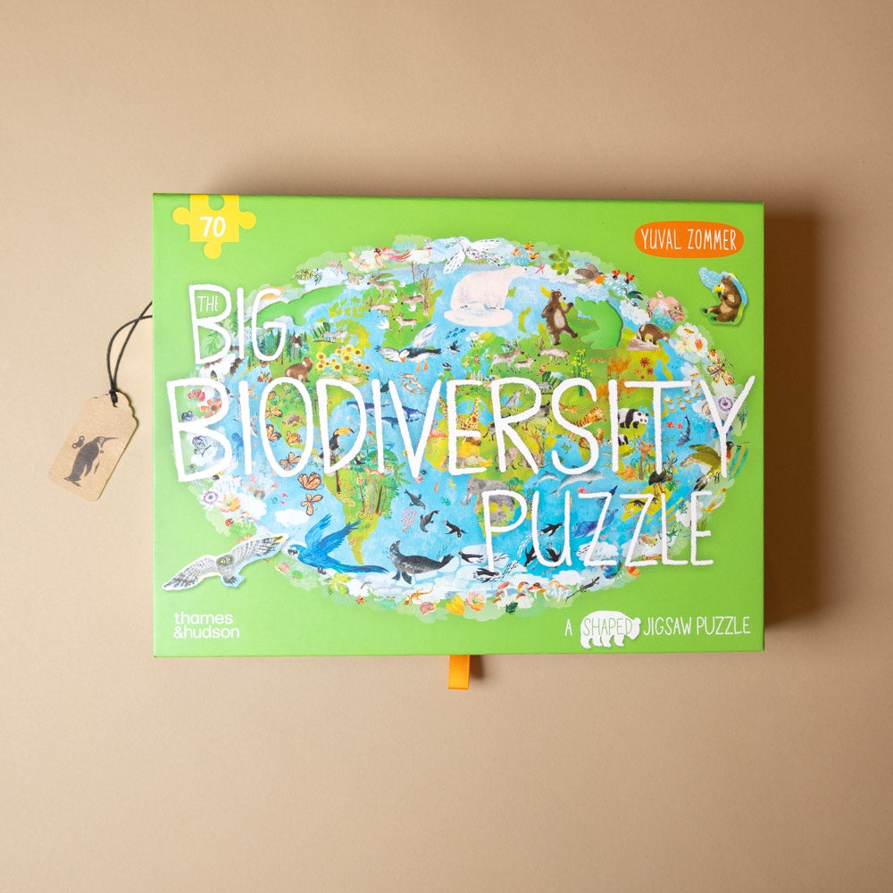 Big Biodiversity Puzzle box with colorful illustration on a beige background
