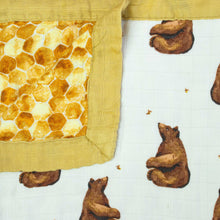 Load image into Gallery viewer, detail-showing-outer-print-detail-of-bears-and-inner-print-of-honeycomb
