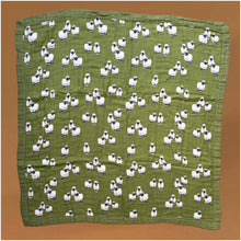 Load image into Gallery viewer, square-folded-big-lovie-in-dark-green-with-valais-sheep-pattern