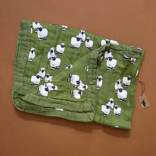 Load image into Gallery viewer, square-folded-big-lovie-in-dark-green-with-valais-sheep-pattern