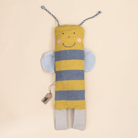 blanket-and-puppet-set-bumblebee-striped-yellow-and-grey-with-black-and-white-antennae