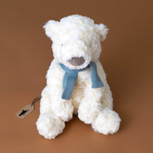 Load image into Gallery viewer, cream-fluffy-boris-bear-i-alis-polar-bear-stuffed-animal-with-blue-scarf