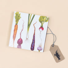 Load image into Gallery viewer, box-full-of-matches-farmers-market-with-carrot-beet-onion-turnip-and-radish-imagery