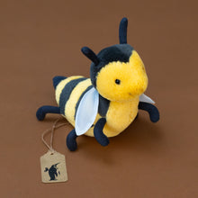Load image into Gallery viewer, brynlee-bee-yellow-and-black-with-white-translucent-wings-stuffed-animal