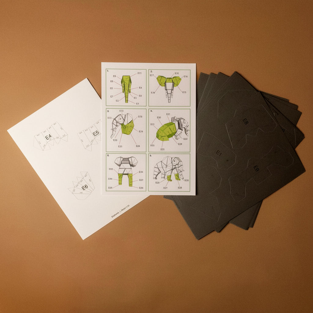 build-your-own-3-d-origami-elephants-model-kit-sheets-and-explainatio
