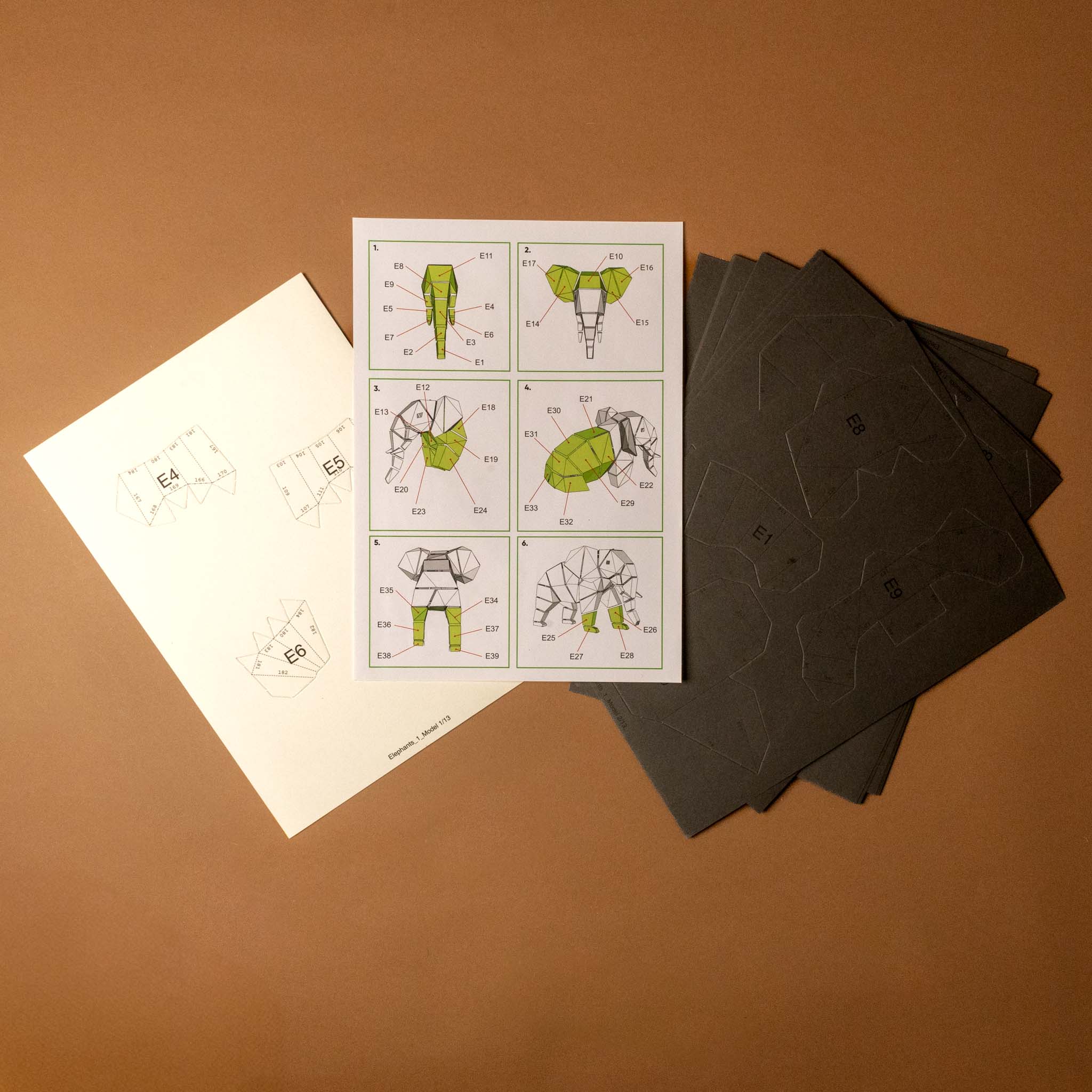 build-your-own-3-d-origami-elephants-model-kit-sheets-and-explainatio