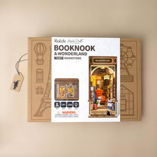 Load image into Gallery viewer, build-your-own-wooden-book-nook-petite-book-shoppe-box-with-picture-of-finished-booknook