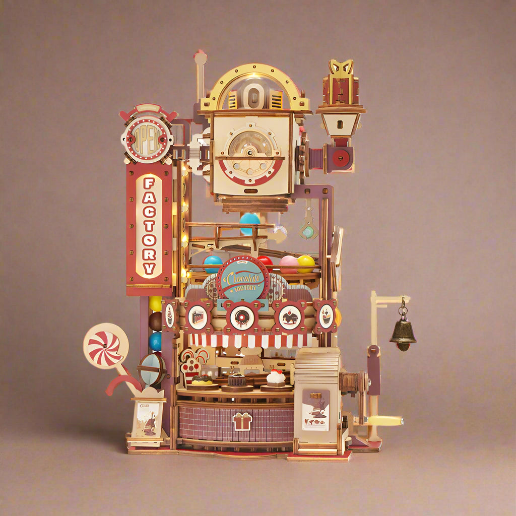 build-your-own-wooden-marble-run-chocolate-factory-finished-puzzle-with-marbles-and-treats